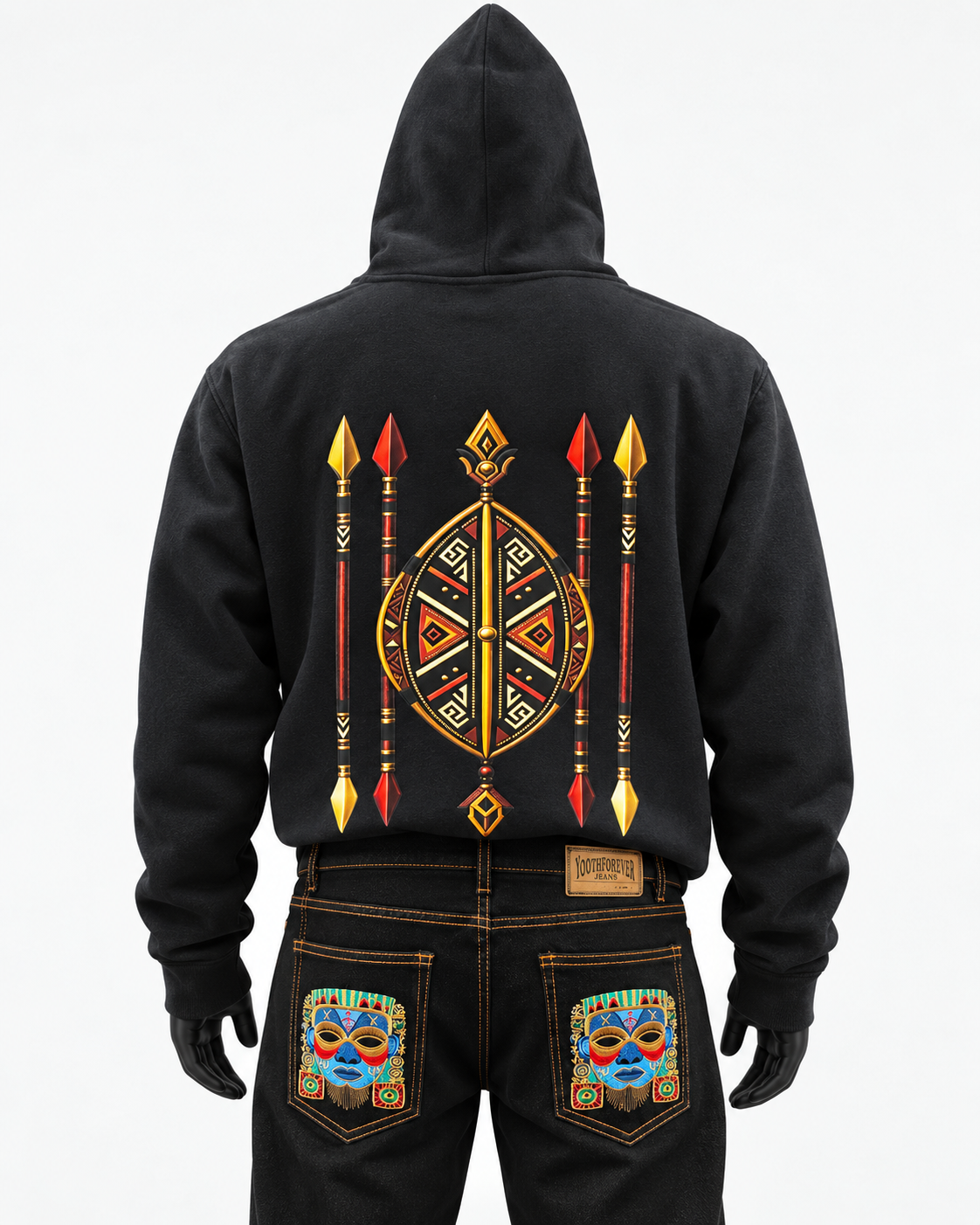 African-Inspired Denim Jeans | Yoothforever Black