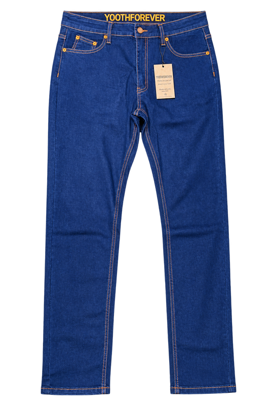 Yoothforever  African- Inspired Slim Fit Denim Jeans - Blue