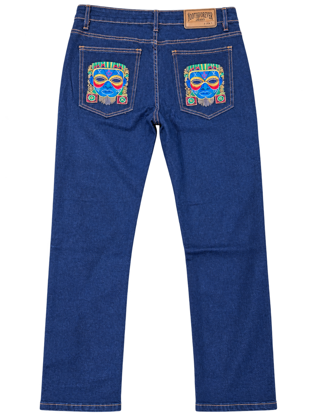 Yoothforever  African- Inspired Slim Fit Denim Jeans - Blue