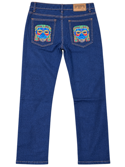 Yoothforever  African- Inspired Slim Fit Denim Jeans - Blue