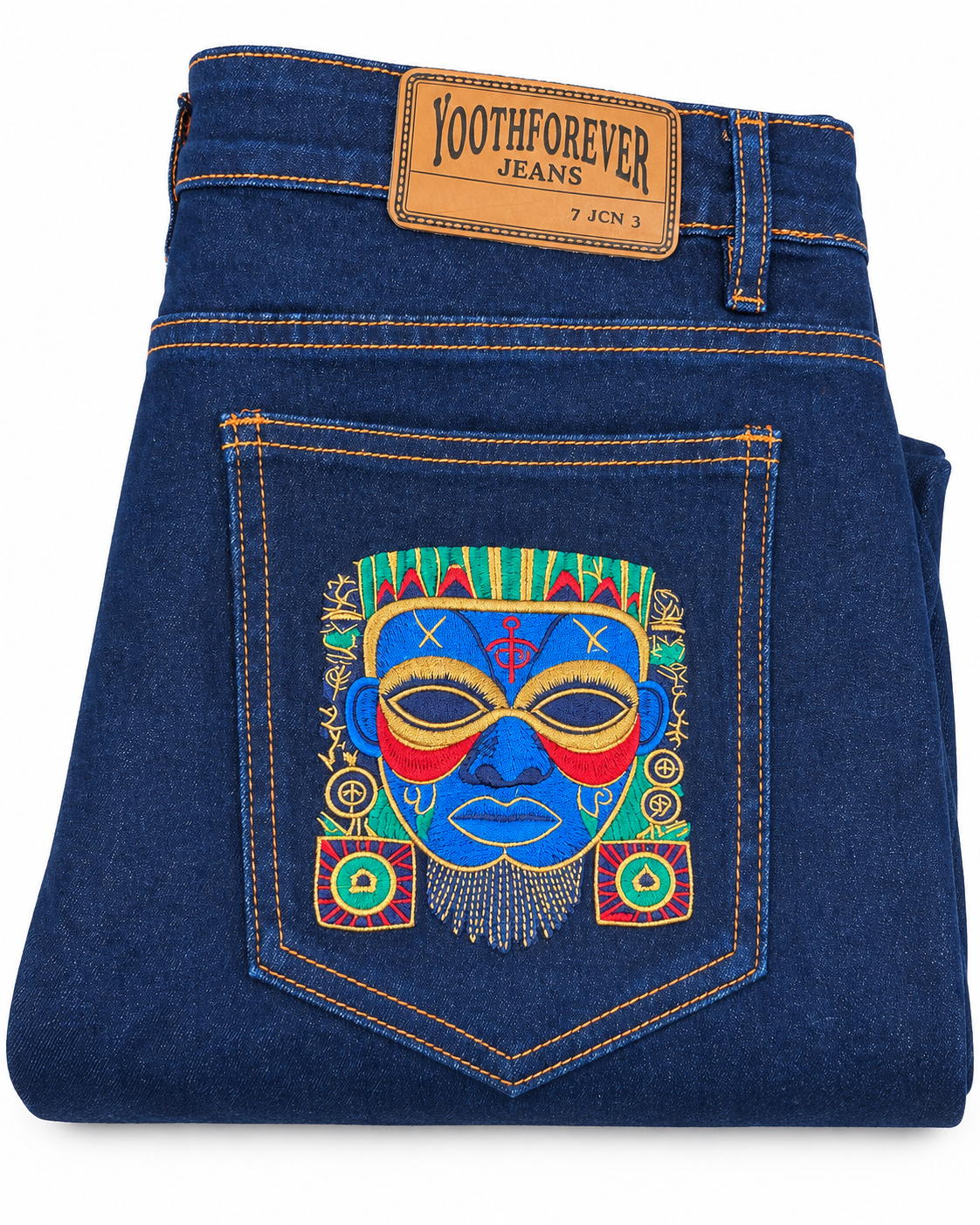 Yoothforever  African- Inspired Slim Fit Denim Jeans - Blue