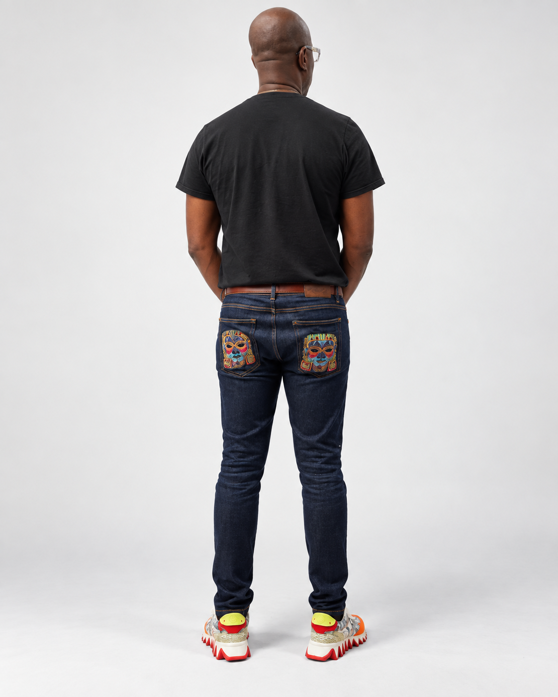 Yoothforever  African- Inspired Slim Fit Denim Jeans - Blue
